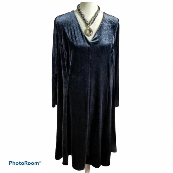 Amanda Uprichard Dress Velvet Fit Flare Gray 1X - Picture 8 of 11